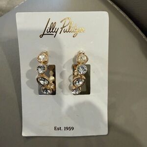 Lilly Pulitzer Gold Earrings with Sparkling Stones